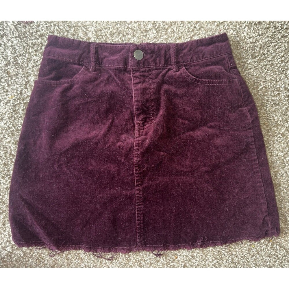 Forever 21 Burgundy Corduroy Mini Skirt Womens S Pockets